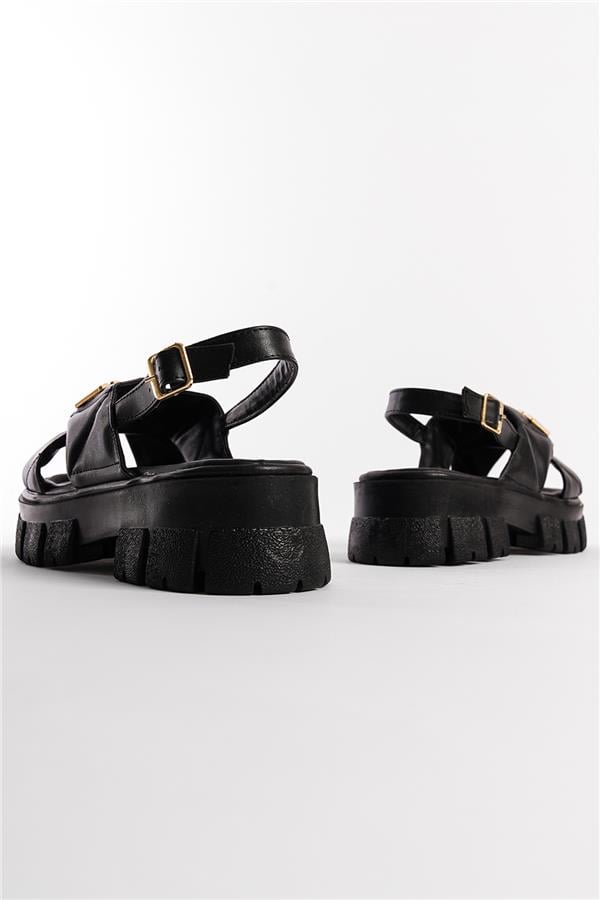 Capone Chiquita Thick Sole Ankle Band Comfort Sole Women Black Sandals image 3