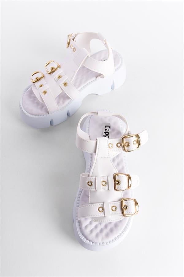 Capone Cherry Thick Sole Ankle Band Comfort Sole Women White Sandals image 5