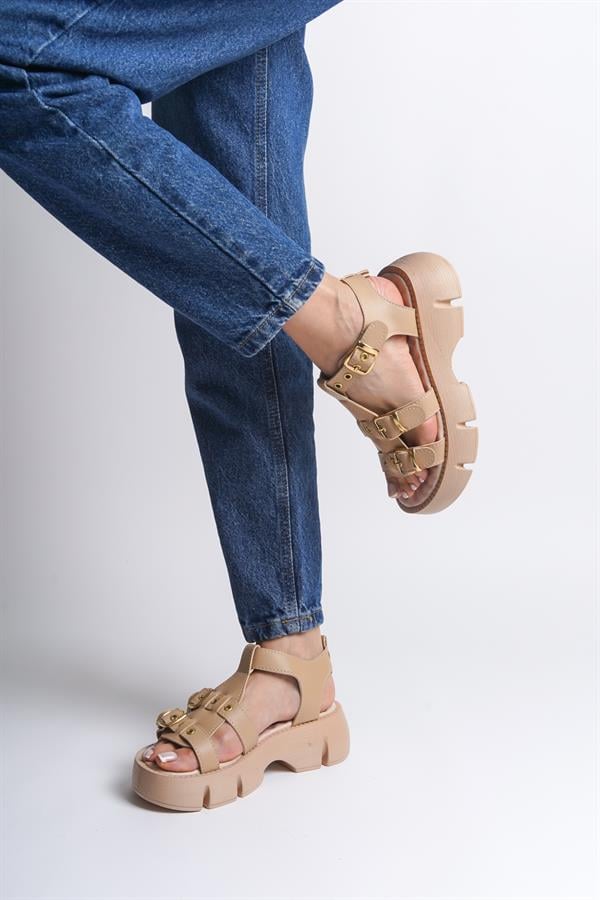 Capone Cherry Thick Sole Ankle Band Comfort Sole Women Nude Sandals image 2