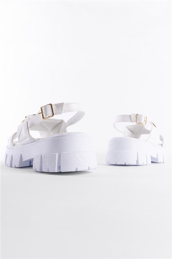 Capone Chiquita Thick Sole Ankle Band Comfort Sole Women White Sandals image 3