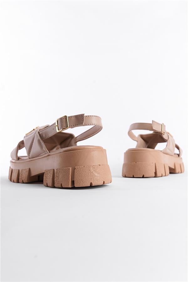 Capone Chiquita Thick Sole Ankle Band Comfort Sole Women Nude Sandals image 3