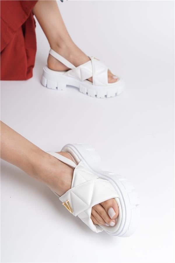 Capone Chiquita Thick Sole Ankle Band Comfort Sole Women White Sandals image 4