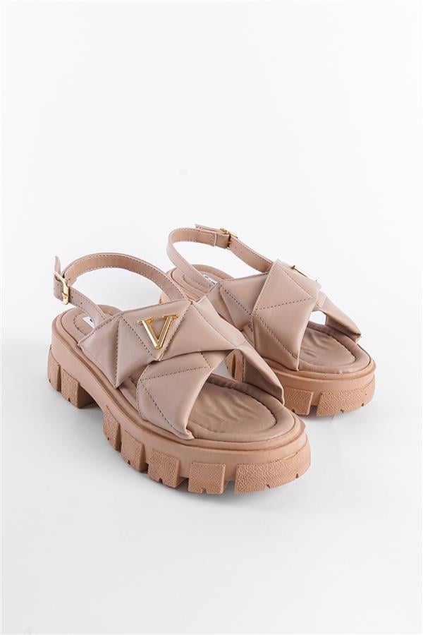 Capone Chiquita Thick Sole Ankle Band Comfort Sole Women Nude Sandals image 1