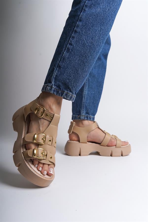 Capone Cherry Thick Sole Ankle Band Comfort Sole Women Nude Sandals image 6