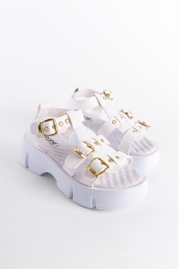 Capone Cherry Thick Sole Ankle Band Comfort Sole Women White Sandals image 4