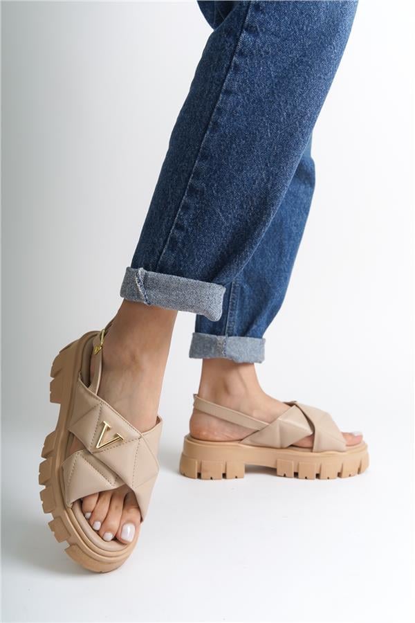 Capone Chiquita Thick Sole Ankle Band Comfort Sole Women Nude Sandals image 4