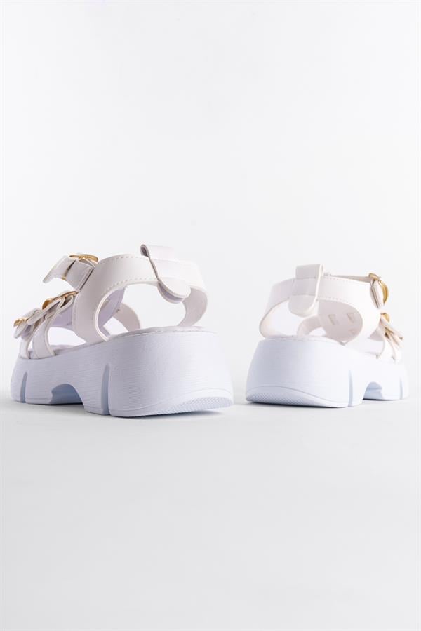 Capone Cherry Thick Sole Ankle Band Comfort Sole Women White Sandals image 3