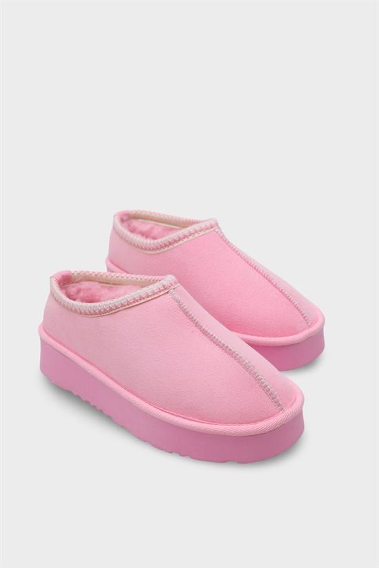 Capone Thick Sole Round Toe Furry Closed Women Pink Sandals image 2