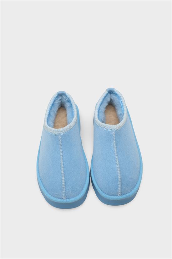 Capone Thick Sole Round Toe Furry Closed Women Baby Blue Sandals image 6