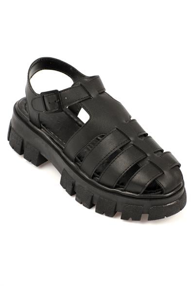 Capone Chelsea Pago Thick Soled Gladiator Women Black Sandals