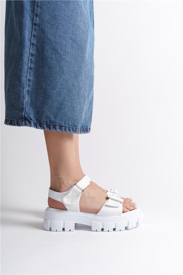 Capone Ciara Thick Soled Gladiator Women White Sandals image 2