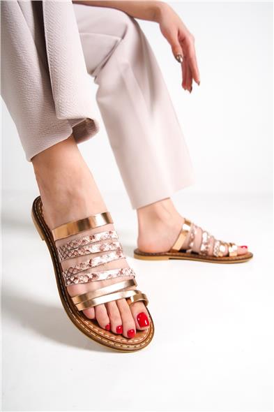 Capone Lyssa Toe Ring Detail Multi Band Women Rose Leather Sandals image 2