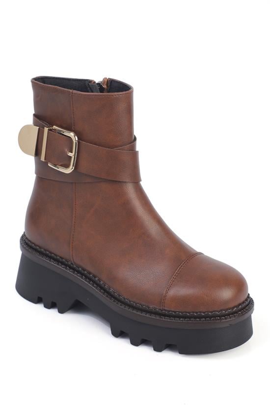 Capone Track Sole Metal Buckled Side-Zippered Women  Long Boots