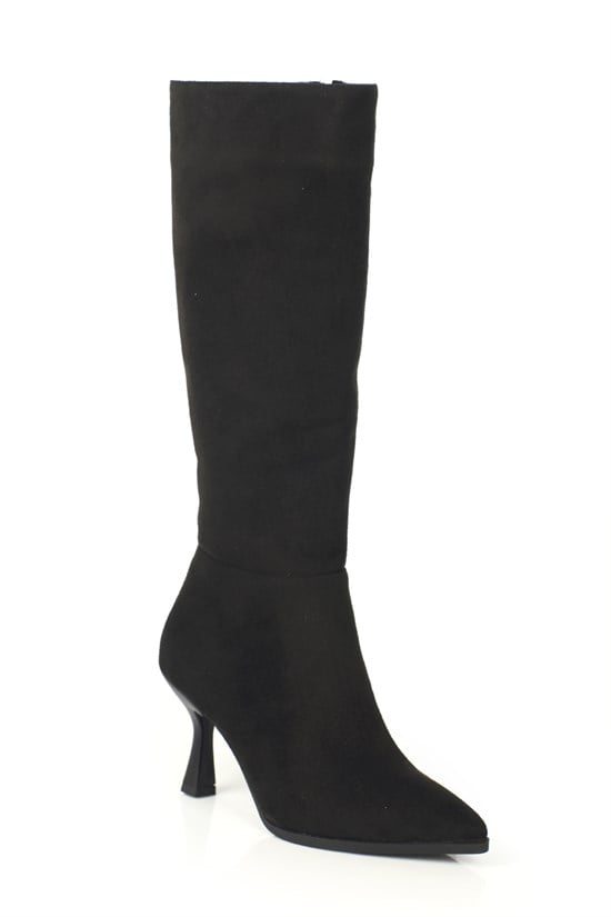 Capone Tracy Pointed Toe Side Zip Elegant Women Sued Black Boot
