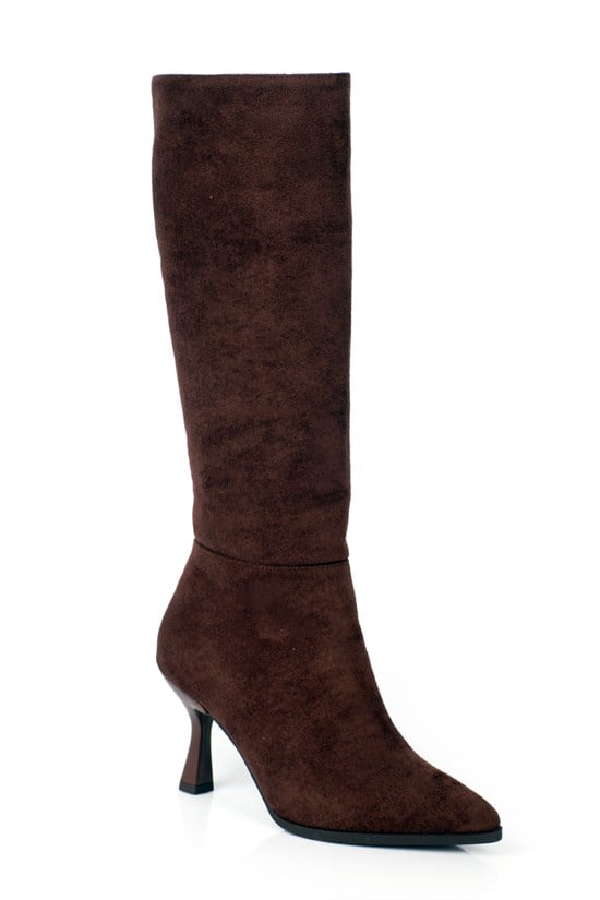 Capone Tracy Pointed Toe Side Zip Elegant Women Sued Brown Boot