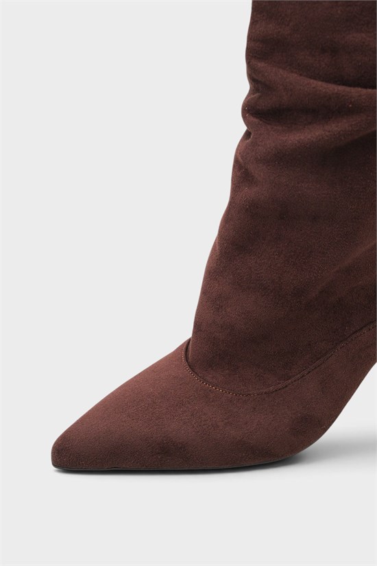 Capone Trixi Pointed Toe Suede Look Women Sued Brown Ankle Boot image 4