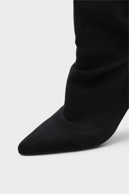 Capone Trixi Pointed Toe Suede Look Women Sued Black Ankle Boot image 4