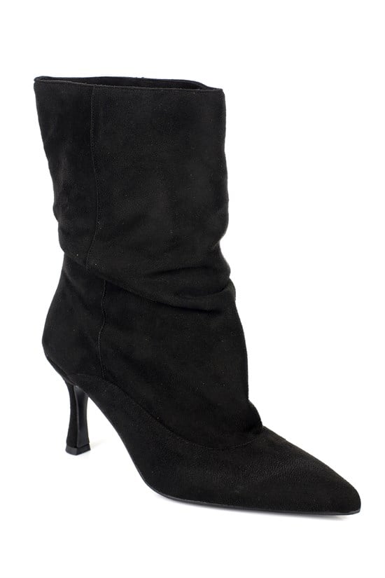 Capone Trixi Pointed Toe Suede Look Women Sued Black Ankle Boot