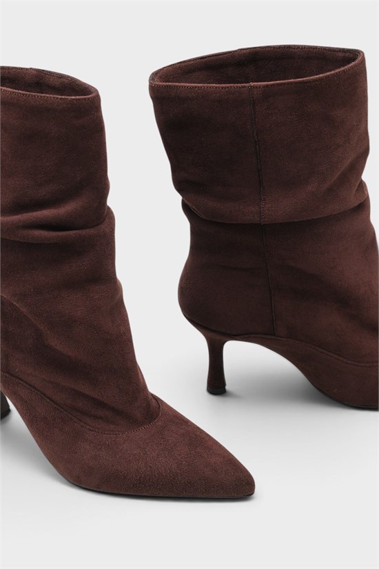 Capone Trixi Pointed Toe Suede Look Women Sued Brown Ankle Boot image 3