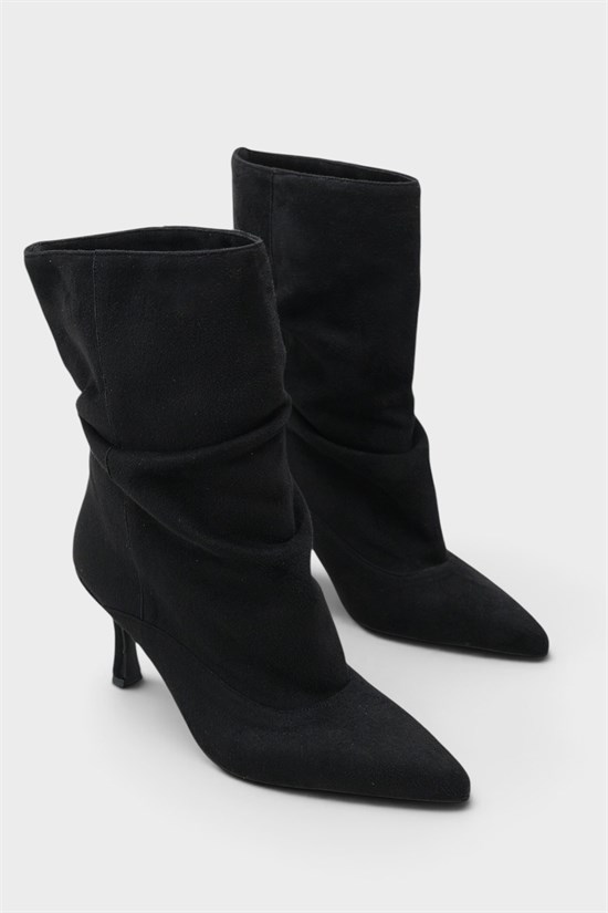 Capone Trixi Pointed Toe Suede Look Women Sued Black Ankle Boot image 2