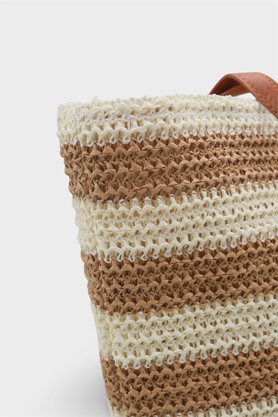 Capone Valencia Raffia Look Striped Women Ginger Beige Tote Bag image 4