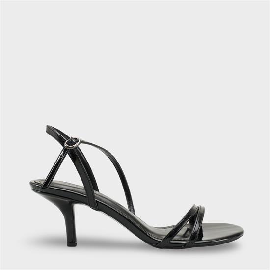 Capone Vanna Round Toe Band Mid Heel Patent Look Elegant Women Patent Black Shoe image 2