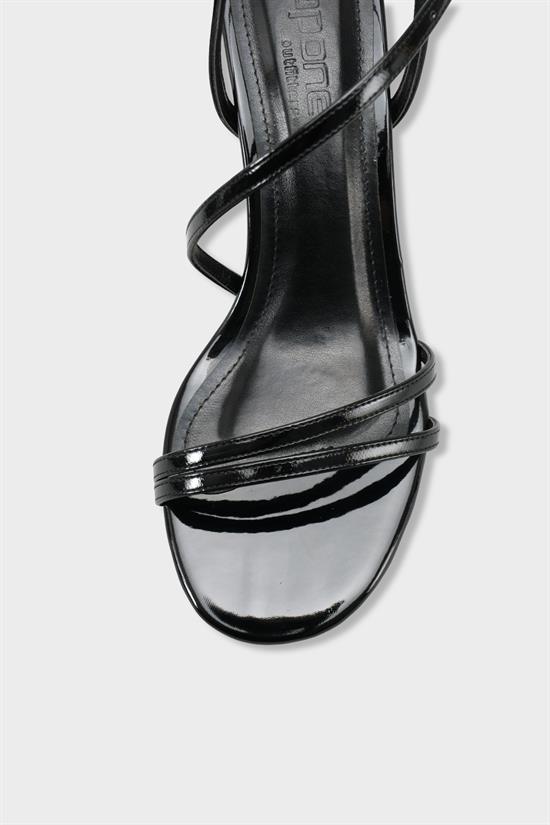 Capone Vanna Round Toe Band Mid Heel Patent Look Elegant Women Patent Black Shoe image 4