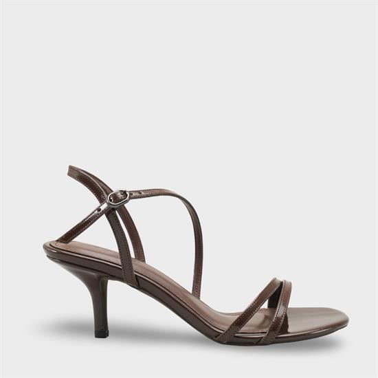 Capone Vanna Round Toe Band Mid Heel Patent Look Elegant Women Patent Brown Shoe image 2