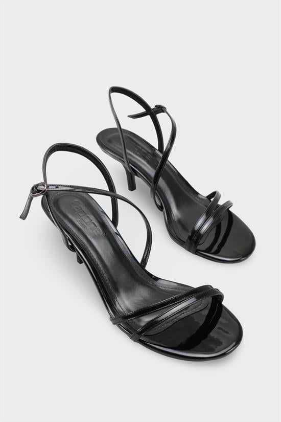 Capone Vanna Round Toe Band Mid Heel Patent Look Elegant Women Patent Black Shoe image 3