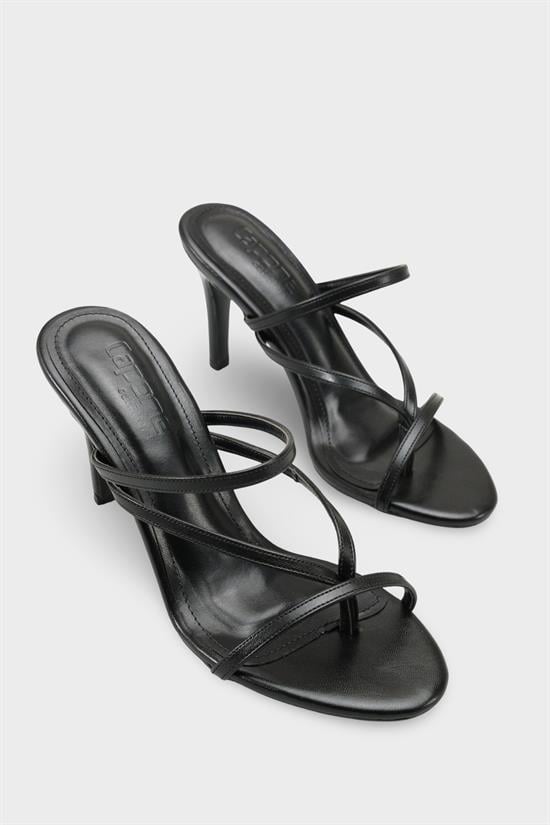Capone Vinnie Round Toe Mid Heel Toe Post Elegant Women Black Sandal image 3