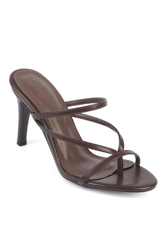 Capone Vinnie Round Toe Mid Heel Toe Post Elegant Women Brown Sandal image 1