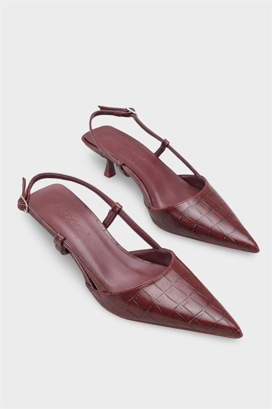 Capone  Vitoria Pointed Toe Mid Heel Square Back Slingback Women Burgundy Shoe image 3
