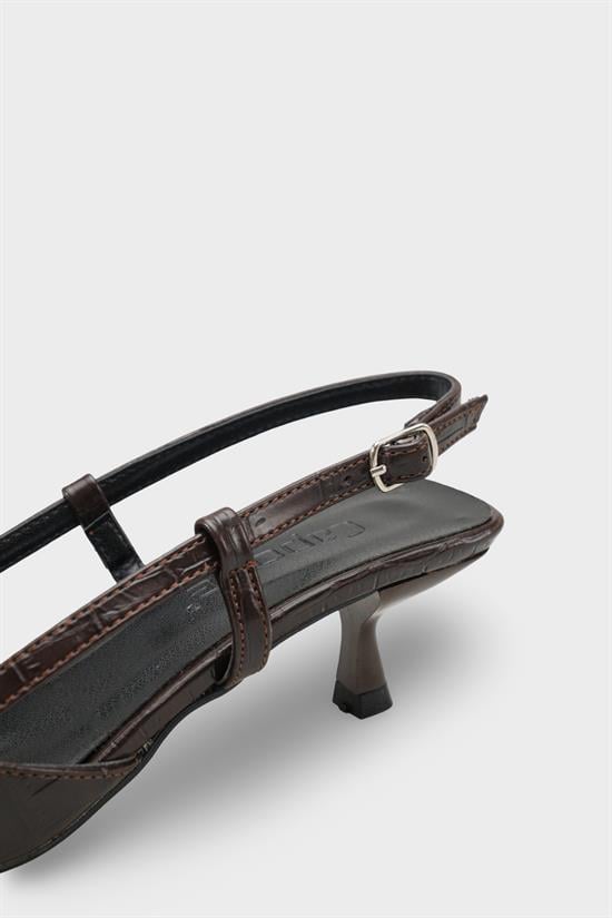 Capone  Vitoria Pointed Toe Mid Heel Square Back Slingback Women Brown Shoe image 5