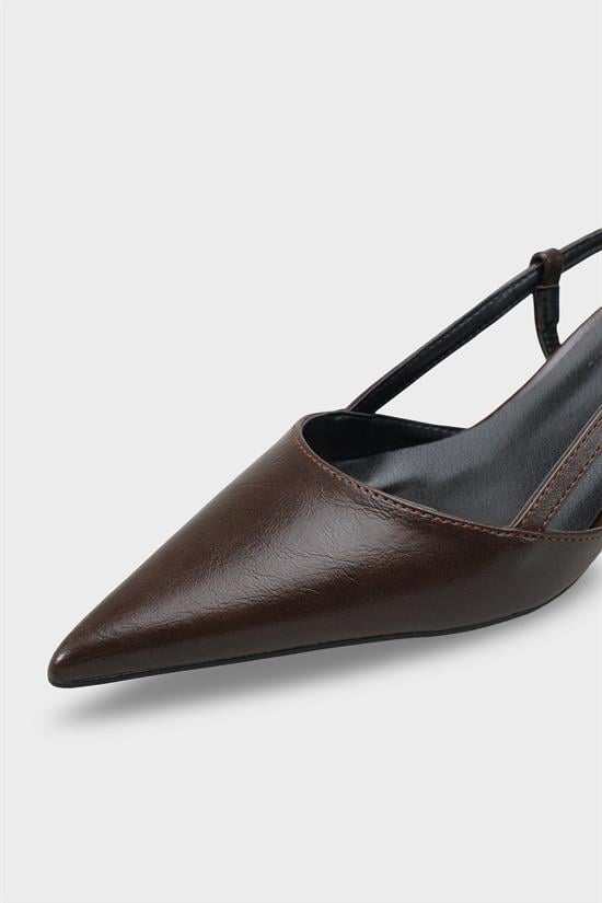 Capone  Vitoria Pointed Toe Mid Heel Square Back Slingback Women Brown Shoe image 4