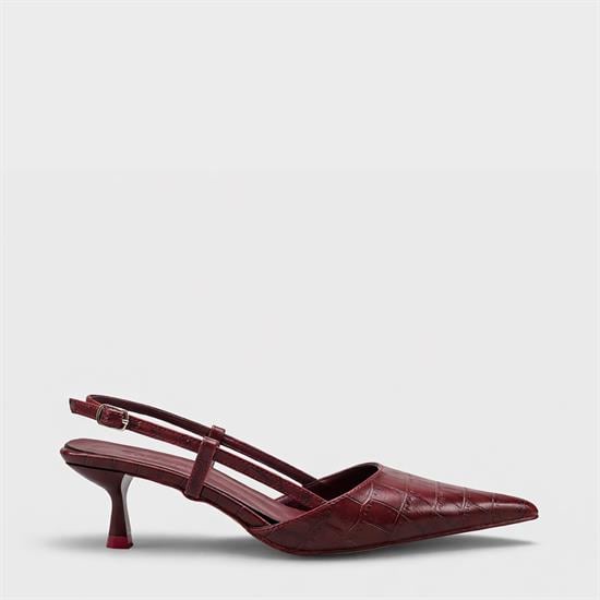 Capone  Vitoria Pointed Toe Mid Heel Square Back Slingback Women Burgundy Shoe image 2