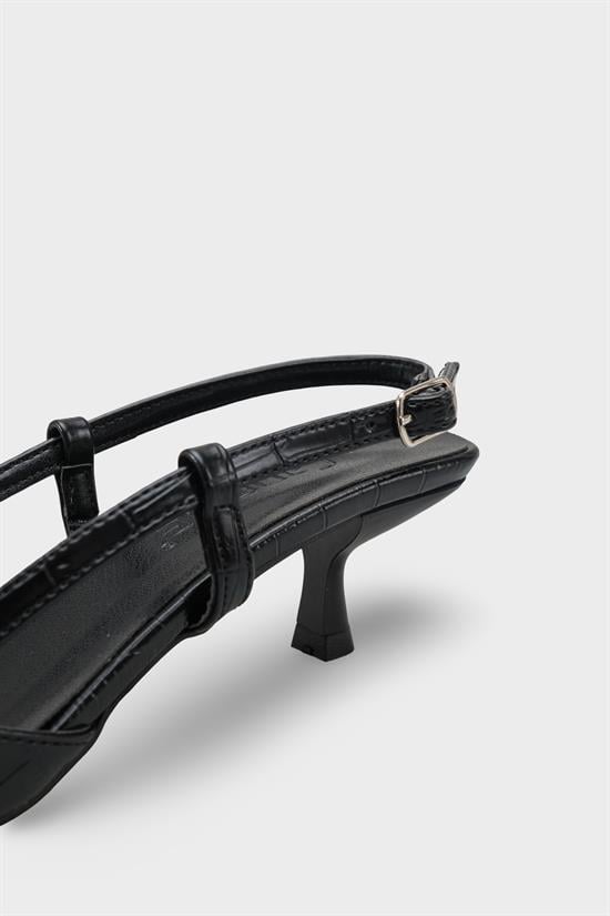 Capone  Vitoria Pointed Toe Mid Heel Square Back Slingback Women Black Shoe image 5