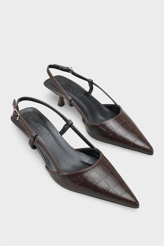 Capone  Vitoria Pointed Toe Mid Heel Square Back Slingback Women Brown Shoe image 3