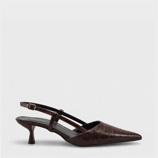 Capone  Vitoria Pointed Toe Mid Heel Square Back Slingback Women Brown Shoe image 2