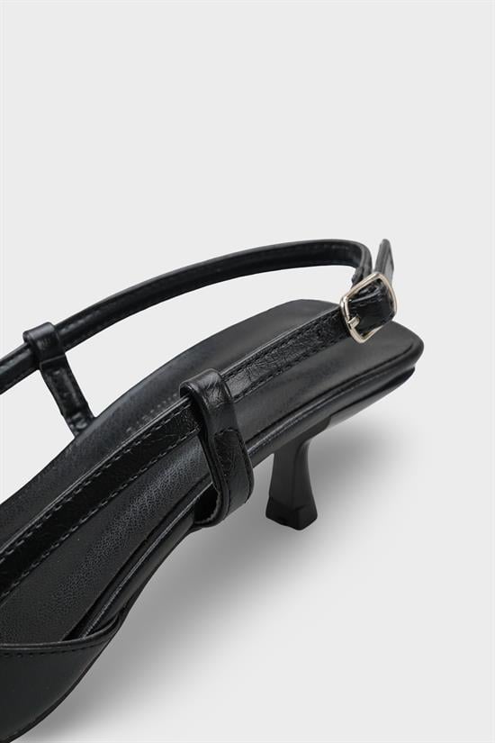 Capone  Vitoria Pointed Toe Mid Heel Square Back Slingback Women Black Shoe image 5