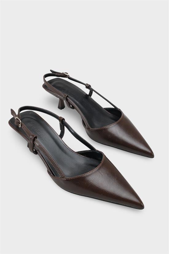 Capone  Vitoria Pointed Toe Mid Heel Square Back Slingback Women Brown Shoe image 3