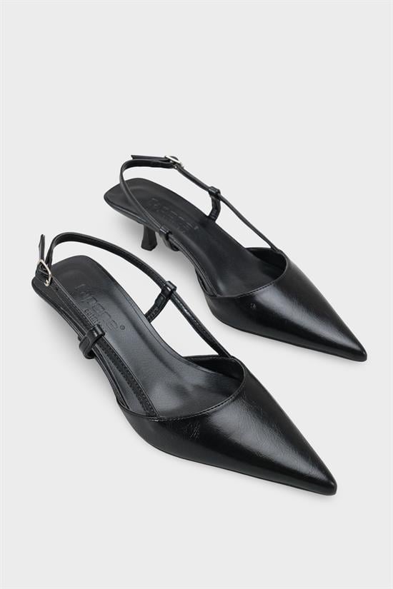 Capone  Vitoria Pointed Toe Mid Heel Square Back Slingback Women Black Shoe image 3