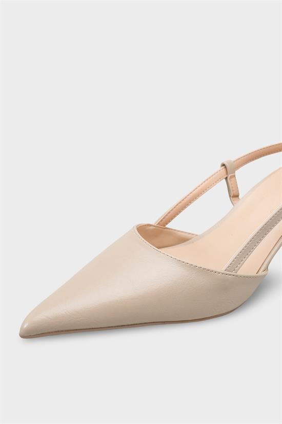 Capone  Vitoria Pointed Toe Mid Heel Square Back Slingback Women Beige Shoe image 4