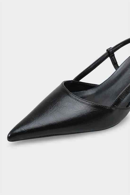 Capone  Vitoria Pointed Toe Mid Heel Square Back Slingback Women Black Shoe image 4