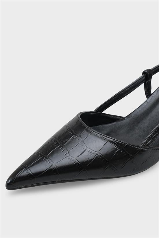 Capone  Vitoria Pointed Toe Mid Heel Square Back Slingback Women Black Shoe image 4