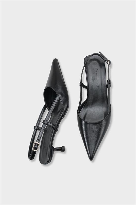 Capone  Vitoria Pointed Toe Mid Heel Square Back Slingback Women Black Shoe image 6