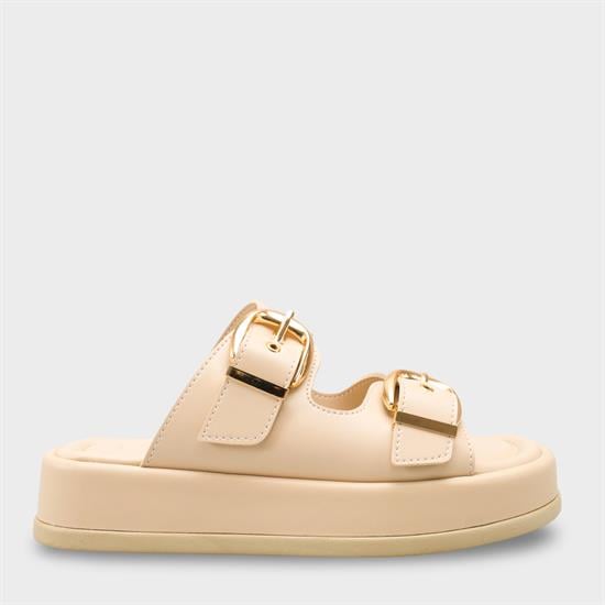 Capone Vivien Wedge Heel Double Band Buckle Women Beige Sandal image 2