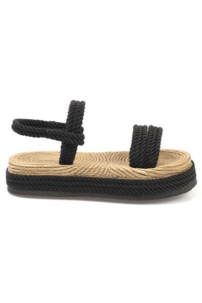 Capone Eileen Wedge Heel Corded Women Black Slippers image 4