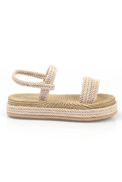Capone Eileen Wedge Heel Corded Women Nude Slippers image 4