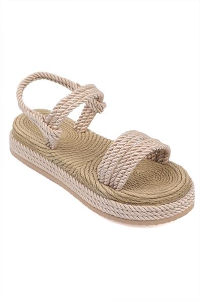 Capone Eileen Wedge Heel Corded Women Nude Slippers