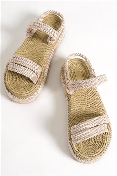 Capone Eileen Wedge Heel Corded Women Nude Slippers image 6